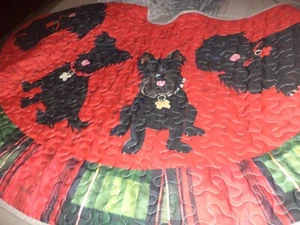 Scottie Dog Christmas Xmas Tree Skirt Large 67" In Diameter - Picture 1 of 6