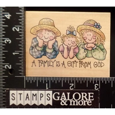 RUBBER STAMPEDE RUBBER STAMPS A1782F A FAMILY IS A GIFT FROM GOD RELIGIOUS #1559 - Image 1 of 2