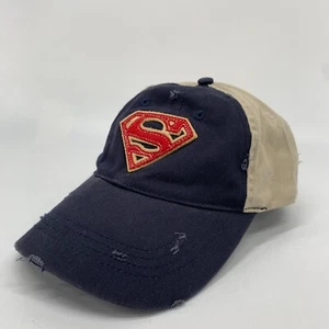 Superman Adjustable Classic Baseball Cap Boy's Black Tan Cotton New - Picture 1 of 7