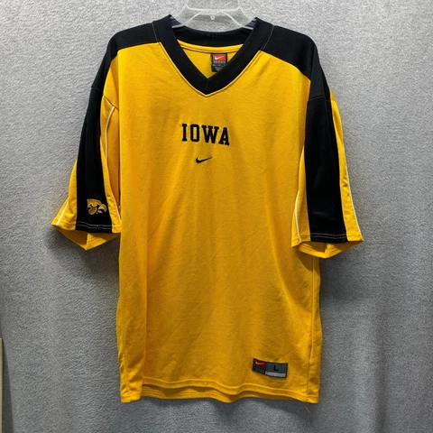 Iowa Hawkeyes Shirt Adult Large Gold Black Mens Jersey Football Nike Dri Fit Cover
