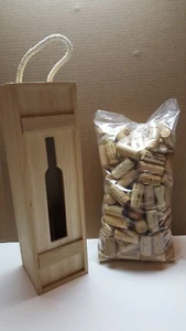 LOT of 60 + Assorted Mix Brands/Wine Corks Crafting w/Natural Wine Box Storage - Picture 1 of 6