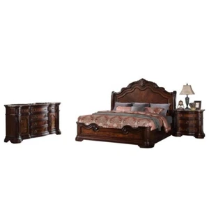 4 Piece Eastern King Traditional Bedroom Set with Faux Marble Top - Picture 1 of 10