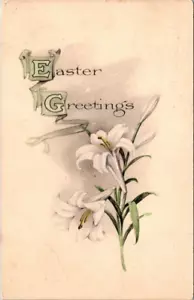 Pliegue de lirios de saludos de Pascua postal - Imagen 1 de 2