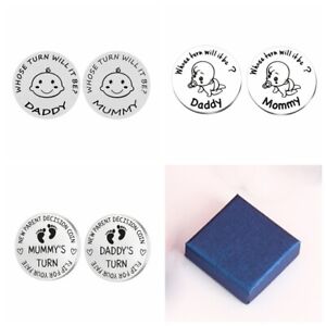 Parent Decision Coin New Mum and Dad Turn Flip Coin Decision Novelty Gift + Box