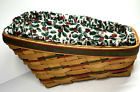 1997 Longaberger Slanted Vegetable Basket with Cranberry Holiday Fabric Liner