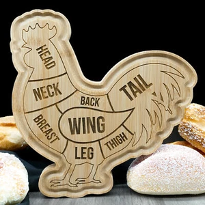Rooster Shaped Cutting Board Engraved Farmhouse Country Kitchen Home Decor Gift - Picture 1 of 8