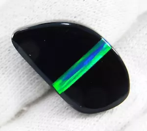 20 Ct Natural Australian doublet Black Fire Opal Fancy Cabochon Gemstone - Picture 1 of 3