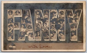 Vtg Large Letter Greetings Name Fanny Women Images 1907 Old RPPC Postcard - Picture 1 of 2
