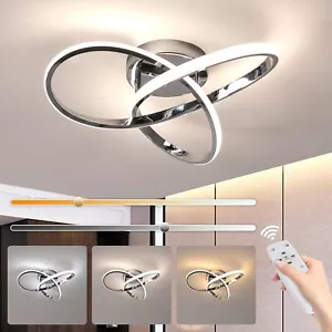 Moderne LED Deckenleuchte Dimmbar Silber Deckenlampe Fernbedienung Wohnzimmer - Bild 1 von 13