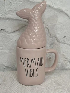 Rae Dunn Pink Mermaid Hair Don't Care Topper Mug Two Sided Pink NEW 2021 Blk LL - Picture 1 of 6