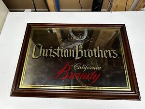The Christian Brothers California Brandy Framed Bar Mirror Ad Sign Vintage 80s