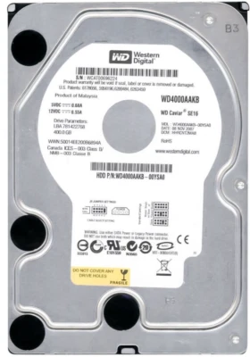 Hard Drive WD CAVIAR SE16 WD4000AAKB 400GB 7200U/Min 16MB Ata Ide 3.5 " Inch - Image 1 of 3