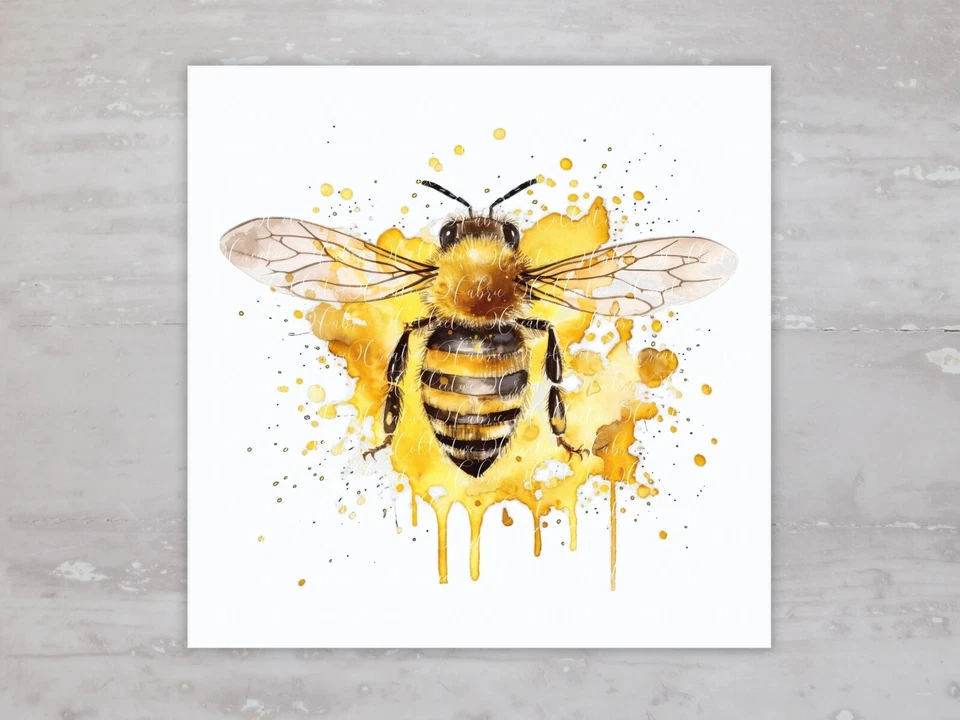 Colcha de néctar aquarela abelha mel painel de tecido bloco de costura acolchoado A114 - Imagem 1 de 4