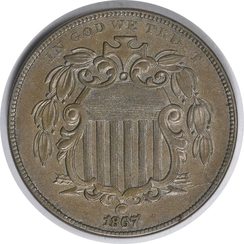 1867 Shield Nickel Rays F-04 AU Slider Uncertified #221 Cover