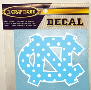 North Carolina Tar Heels BLUE POLKA DOT NC Logo Vinyl Decal UNC Car Sticker - Foto 1 di 1