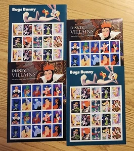5213 - 5222 Disney Villains & 5494 - 5503 Bugs Bunny Sheets USPS Forever Stamp - Picture 1 of 4