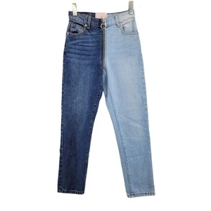 Revice Denim Two Toned High Rise Skinny Jeans Wrap Around Zipper Size 25 Sexy! - Picture 1 of 9