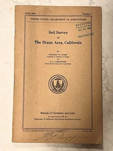 Soil Survey of The Dixon Area, California Solano - 1931 w/LG Color Map - Picture 1 of 5