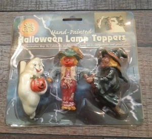 Vintage Halloween Lamp Toppers Hand Painted Shades Planters Decor J.S.N.Y Ghost - Picture 1 of 6