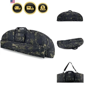 Estuche con arco compuesto ligero bolsa de transporte acolchada suave con bolsillo de flecha gris negro - Imagen 1 de 9