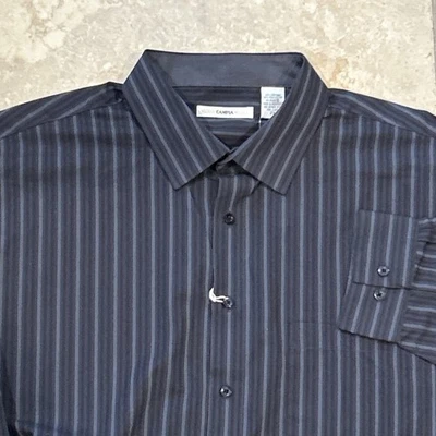 Moda Campia Moda Sport Shirt Long Sleeve Mens 2X Grey Stripe Stretch Button - Image 1 of 4