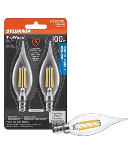 Sylvania LED TruWave Natural Series Décor Light Bulb, B10 Chandelier 100W Equ - Picture 1 of 3