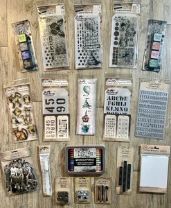 New! TIM HOLTZ Idea-ology Stamps Stencils Adornments Watercolor Ephemera LOT!! - Picture 1 of 4