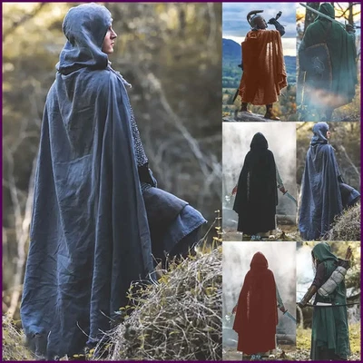 Medieval Ranger Cloak Linen 6 Color Choices Cosplay Costume Cape Fantasy Apparel - Image 1 of 4