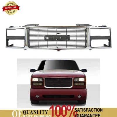 Chrome Black Grille Dual Headlight For 1988-1993 GMC C/K Truck Yukon Suburban Foto 1 de 4