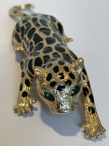 Leopard Brosche Smaragdaugen 13 cm - Bild 1 von 5