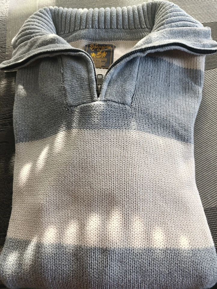 Herren Pullover GR. XXL,reine Baumwolle ,grau/weiß-max. 2 x getragen-Springfield - Bild 1 von 3
