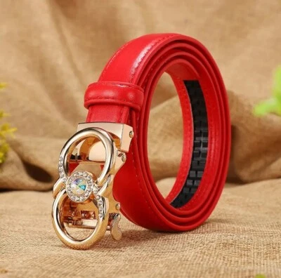 Женский ремень со стразами храповик пряжка кожи автоматический раздвижной джинсы платье ремень - Изображение 1 из 4