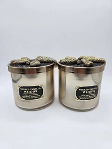 QTY 2 x NEW Bath & Body Works WICKED VANILLA WOODS 3 Wick Candle SNAKE LID 2024 - Picture 1 of 9