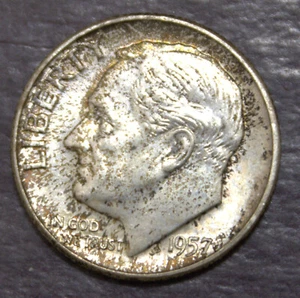 1957 D Roosevelt Dime Gem BU Speckled Mint Set Tone Lot F 371 - Picture 1 of 2