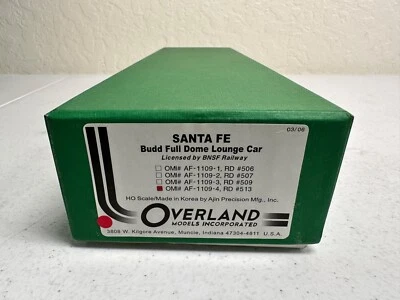 OVERLAND MODELS OMI AF-1109-4 HO BRASS BUDD FULL DOME LOUNGE CAR SANTA FE #513 - Image 1 of 4