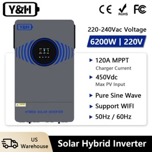 6200W 48V Solar Hybrid Inverter Pure Sine Wave MPPT 120A Charger 220V Dual Out - Picture 1 of 10