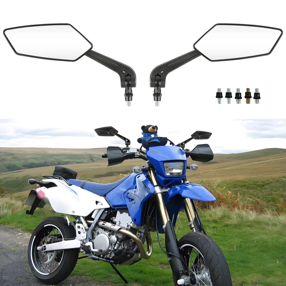 Motorcycle Side Mirrors 8mm/10mm For Suzuki DRZ400 DRZ400S 400SM DR 650 650SM Foto 1 de 4