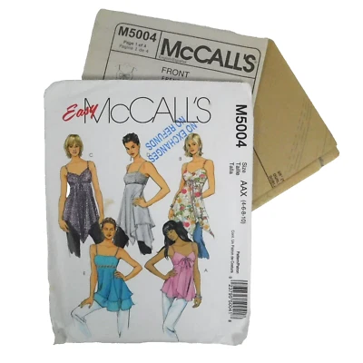 McCalls 5004 Misses Tops Tunics Pattern Size 4-10 Uncut Spagetti Empire Romantic - Image 1 of 4