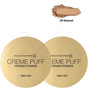 MAX FACTOR Creme Puff Pressed Compact Face Powder - 50 Natural *PACK OF 2* - Picture 1 of 6