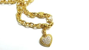 Judith Ripka 18k Yellow Gold Diamond Heart Couture Pendant Necklace 1.26 CT - Picture 1 of 7