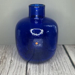 Vintage Blenko Blue Crackle Glas Knospen Vase - Bild 1 von 6