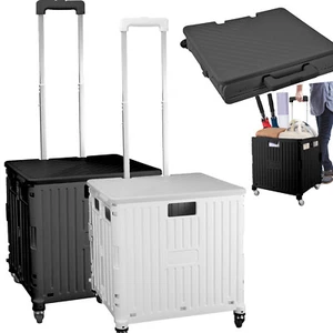 65L Folding 4 Wheels Utility Shopping Cart with Telescopic Handle Transport Cart - Picture 1 of 18