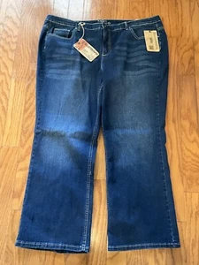 Jeans RUFF HEWN, talla grande 24W, cortos, elásticos, mezcla de algodón, corte bota, azules. NUEVO. - Imagen 1 de 14