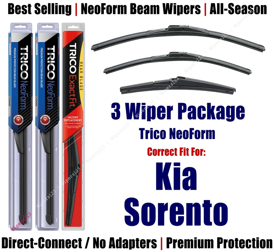 3-Wiper Package NeoForm Front & Rear - fits 2016+ Kia Sorento - 16260/160/12K - Image 1 of 1