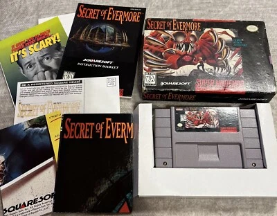 Secret of Evermore SNES Super Nintendo CIB w/ BOTH MAPS and Inserts Box Manual - Image 1 of 4