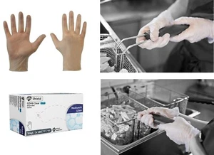 100 DISPOSABLE VINYL CLEAR GLOVES POWDER FREE TATTOO CATERING MEDICAL  - Bild 1 von 5