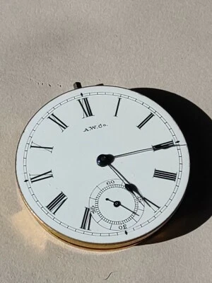 Antique RARE 1886-7 A.W. CO. BOND ST.  WALTHAM MOVEMENT 4 REPAIR NICE DIAL - Image 1 of 4