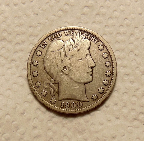 1900-P Barber Half Dollar - Better Date - Very Nice Looking Coin - FREE SHIPPING Cover