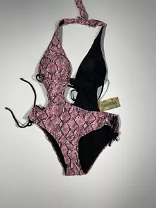 SHEKINI Women's High Cut One Piece Backless Thong Brazilian Bikini Swimsuits M - Picture 1 of 9