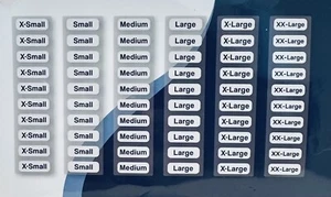 Etiquetas adhesivas tamaño ropa 6 tamaños, 6 rollos 250 pegatinas por rollo (1500 piezas) - Imagen 1 de 6